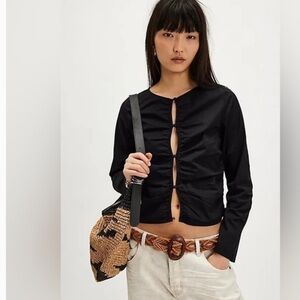 NOT FOR SALE Free People Kaia Black Button Up Top size xl